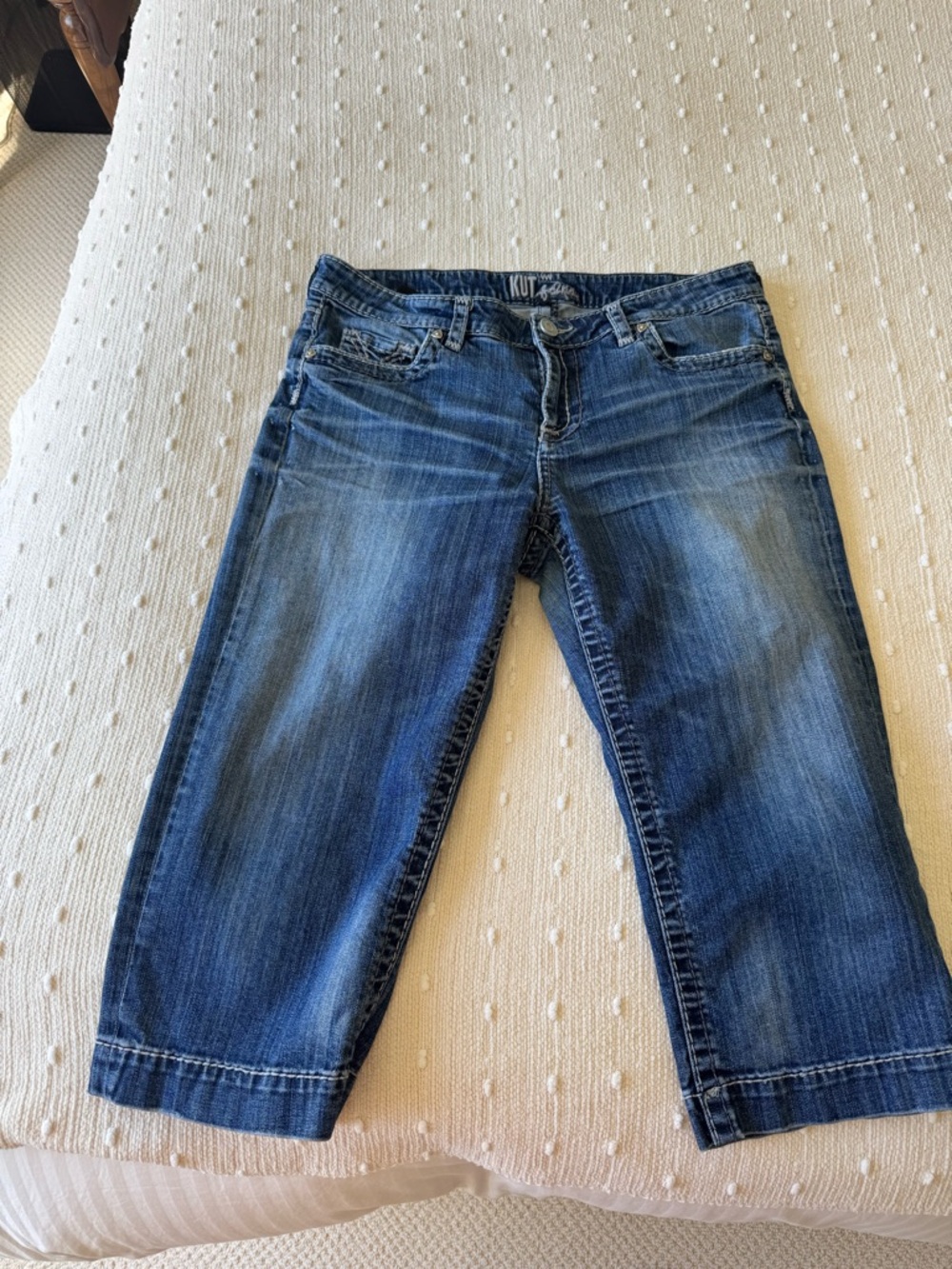 Kut from the Kloth Washed Blue Cropped Ankle Jeans
